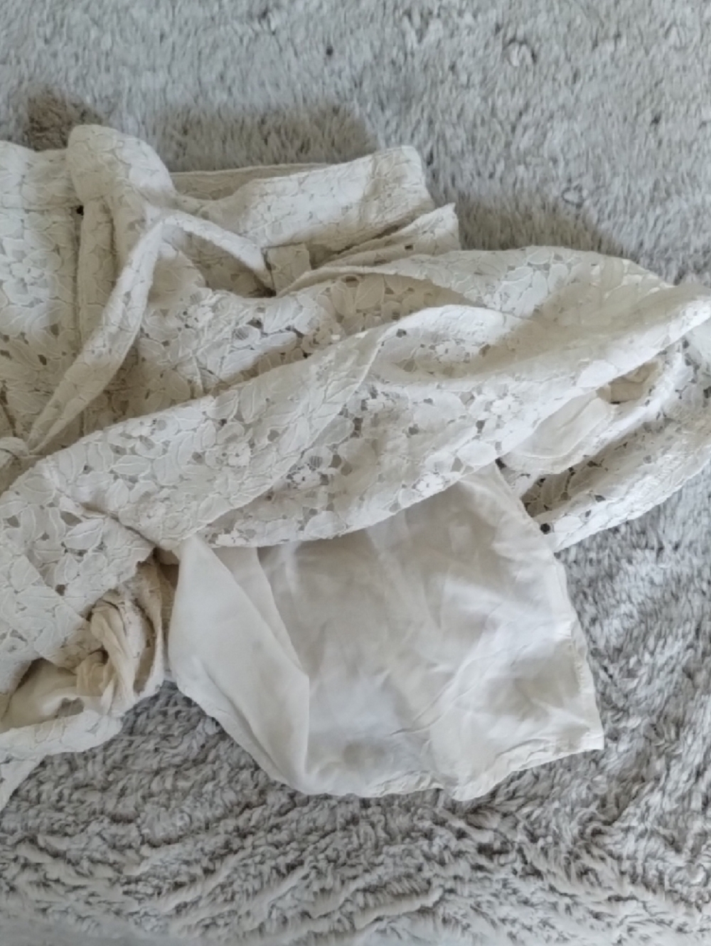 Free People Cream Lace Overlay Women's Shorts - Picture 15 of 16